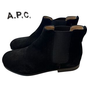 A.P.C. Women's Black Suede Leather Chelsea Ankle Boots Booties 35